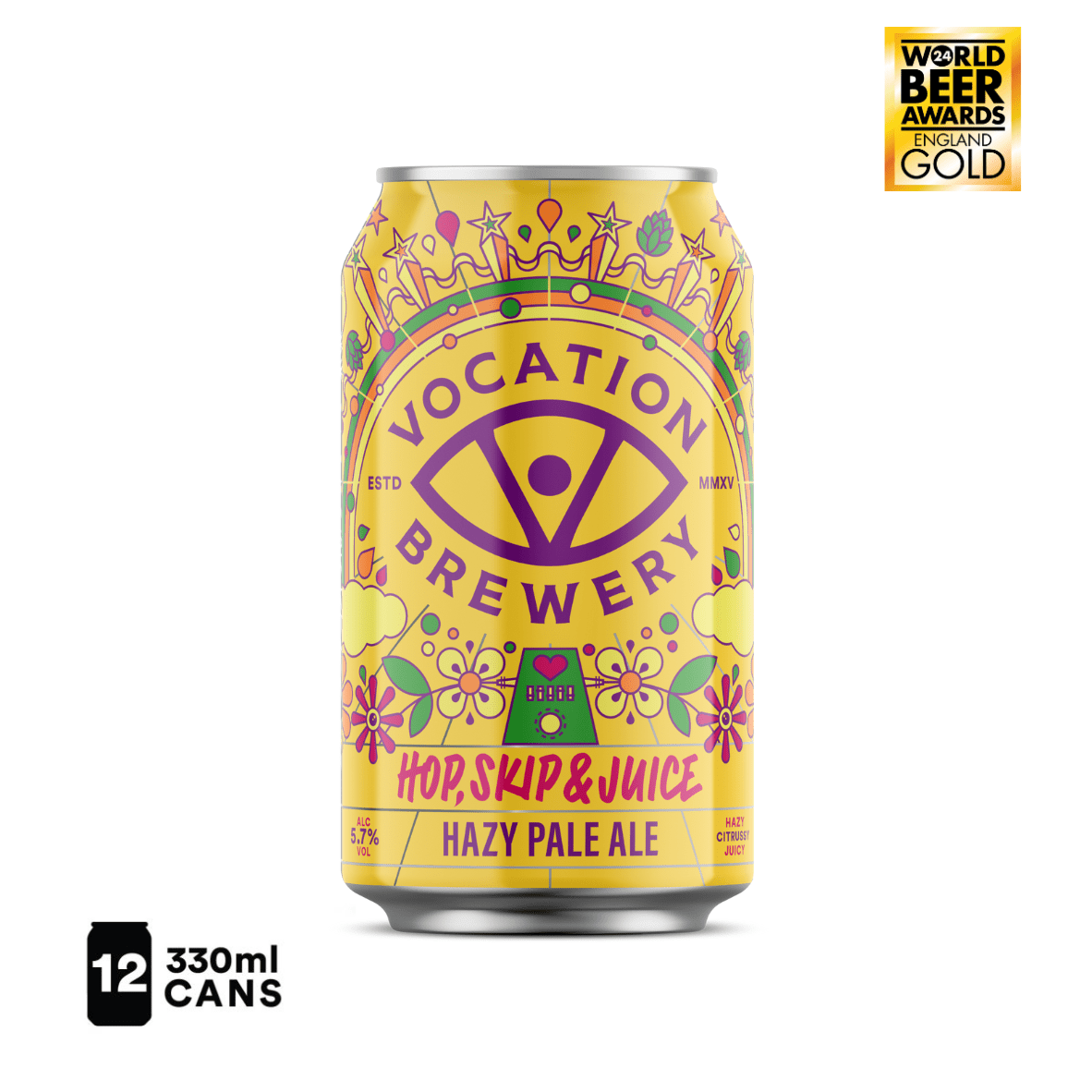 12PK Hop, Skip & Juice | 5.7% Hazy Pale Ale 330ml - Vocation Brewery
