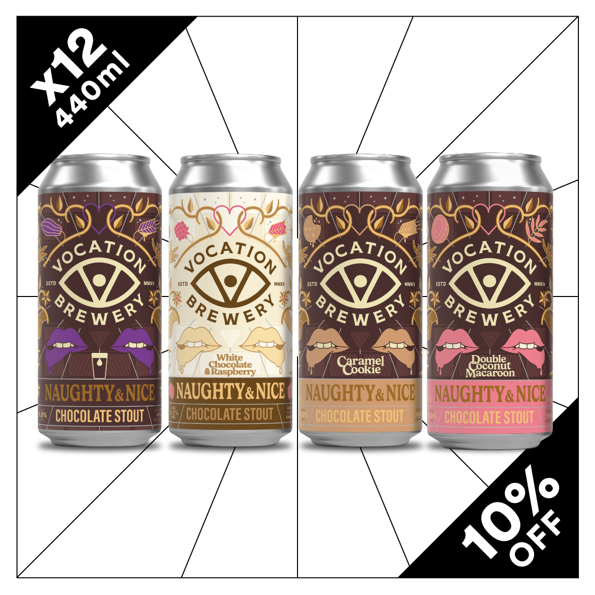 Naughty & Nice Chocolate Stout Case | Indulgent Stout Mixed Pack | 12 x 440ml - Vocation Brewery