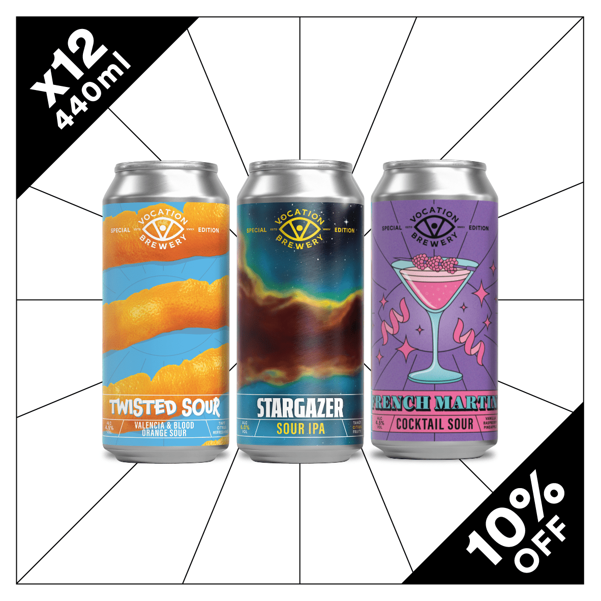 Twist & Zing Sours Case | Sour Beer Mixed Pack | 12 x 440ml - Vocation Brewery