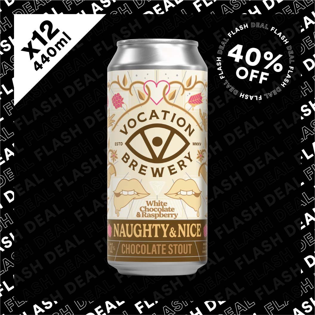 12PK Naughty & Nice White Chocolate & Raspberry | 6.6% White Stout | 440ml - Vocation Brewery