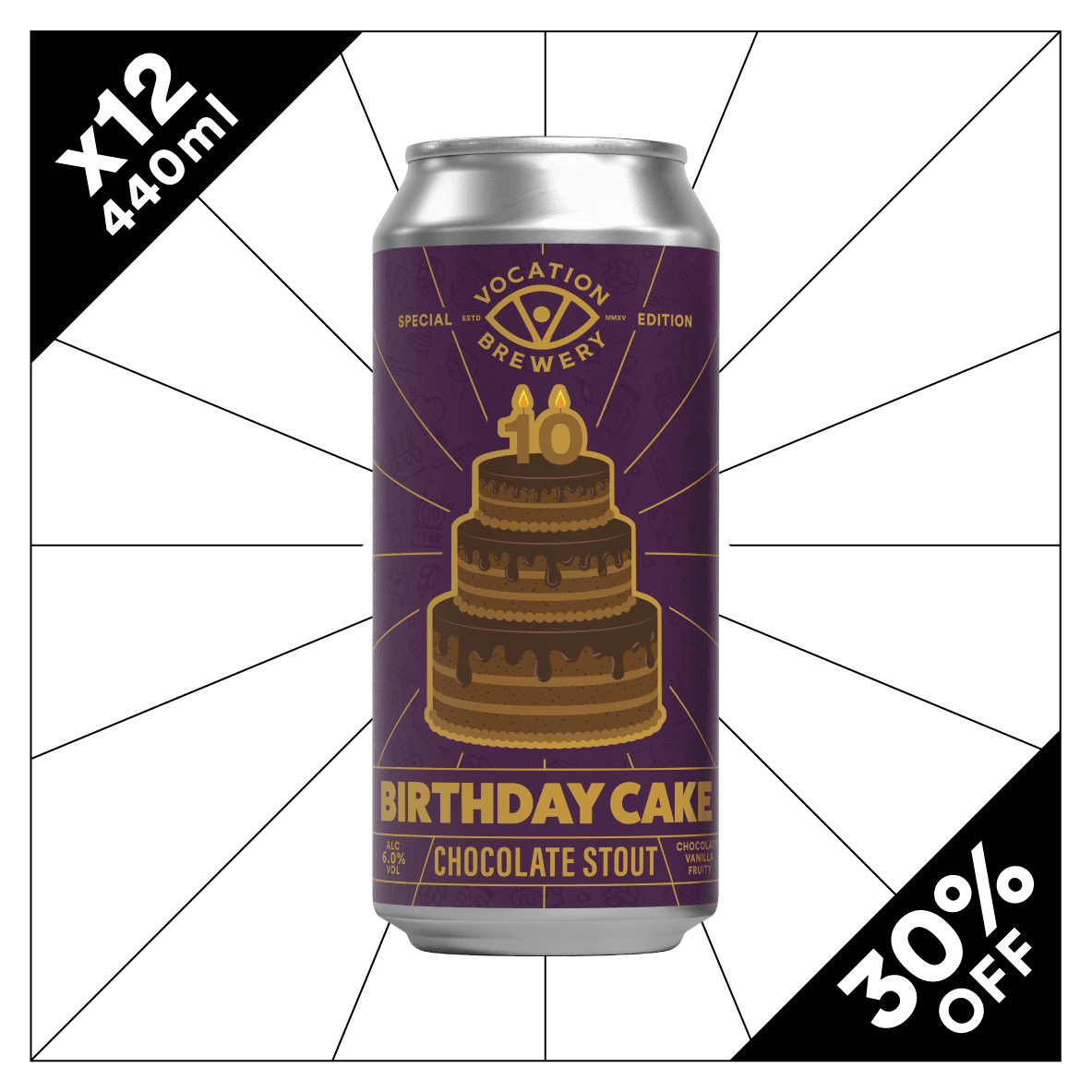 Birthday Cake | 6% Chocolate Stout | 440ml - Vocation Brewery