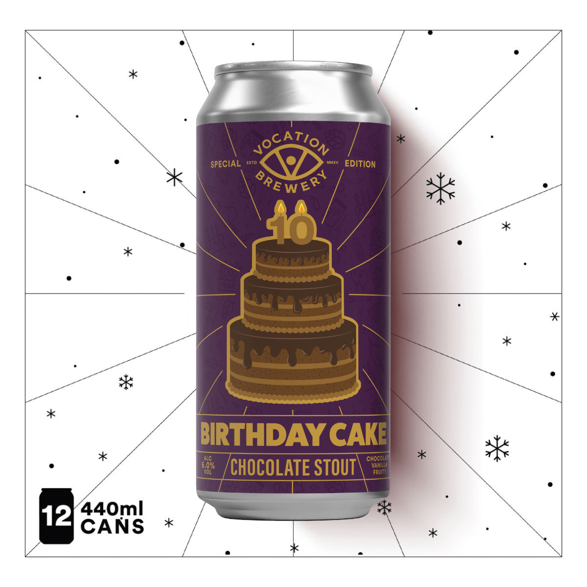 Birthday Cake | 6% Chocolate Stout | 440ml - Vocation Brewery