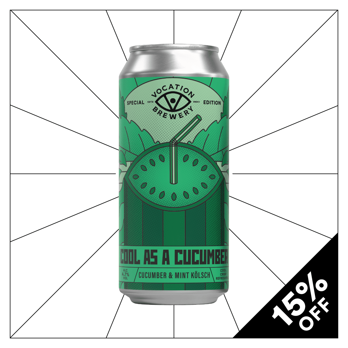 Cool as a Cucumber | 4.7% Cucumber & Mint Kölsch 440ml - Vocation Brewery