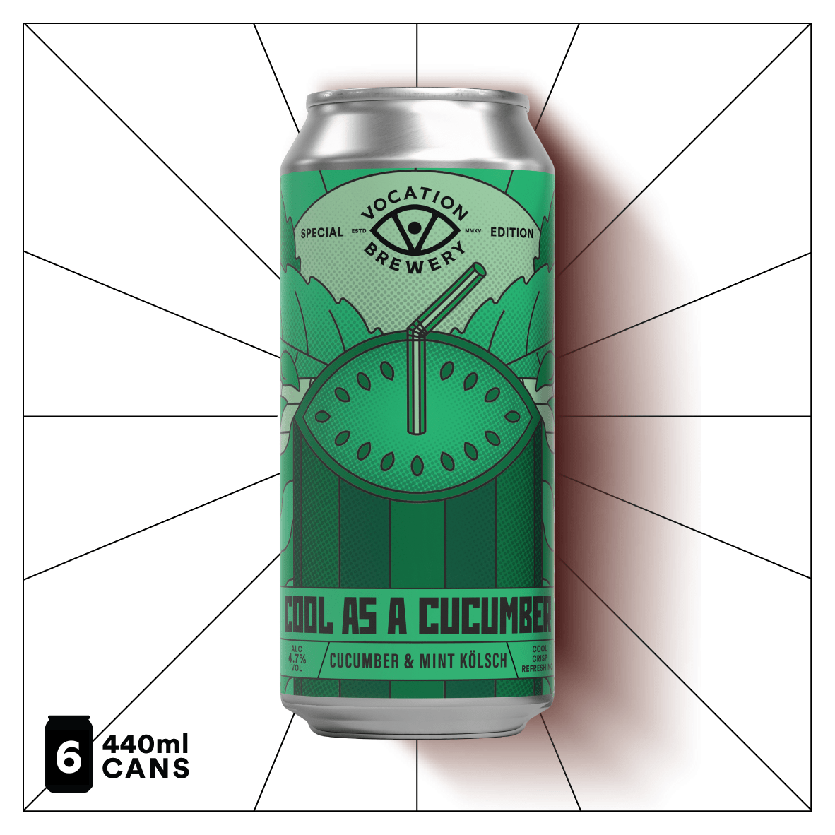 Cool as a Cucumber | 4.7% Cucumber & Mint Kölsch 440ml - Vocation Brewery