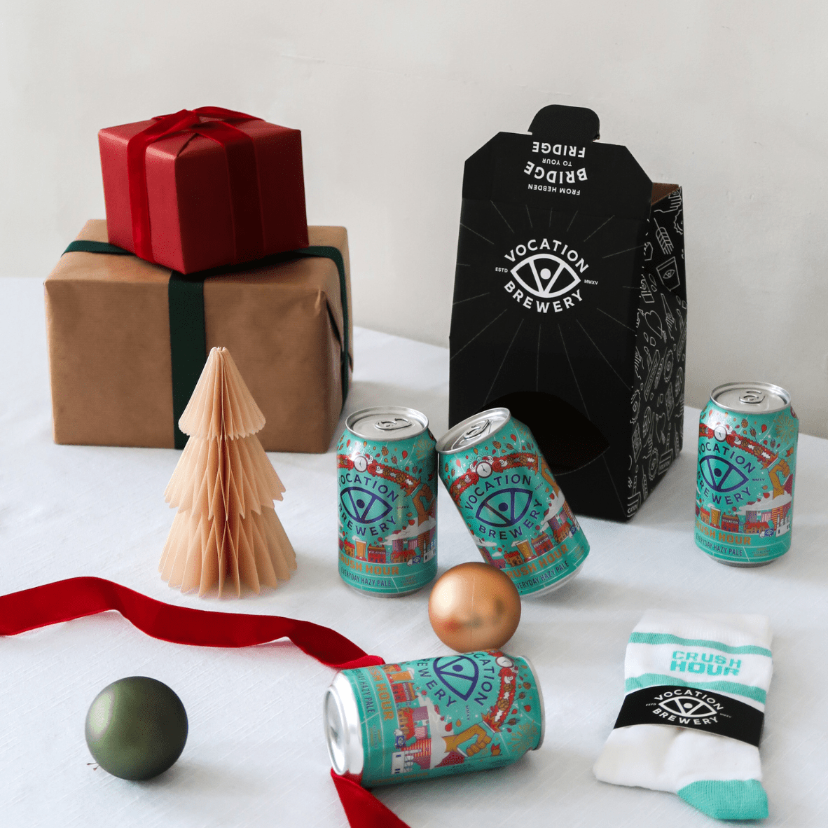 Crush Hour Beer & Socks Gift Set | Hazy Pale Gift Pack | 4 x 330ml & Socks - Vocation Brewery