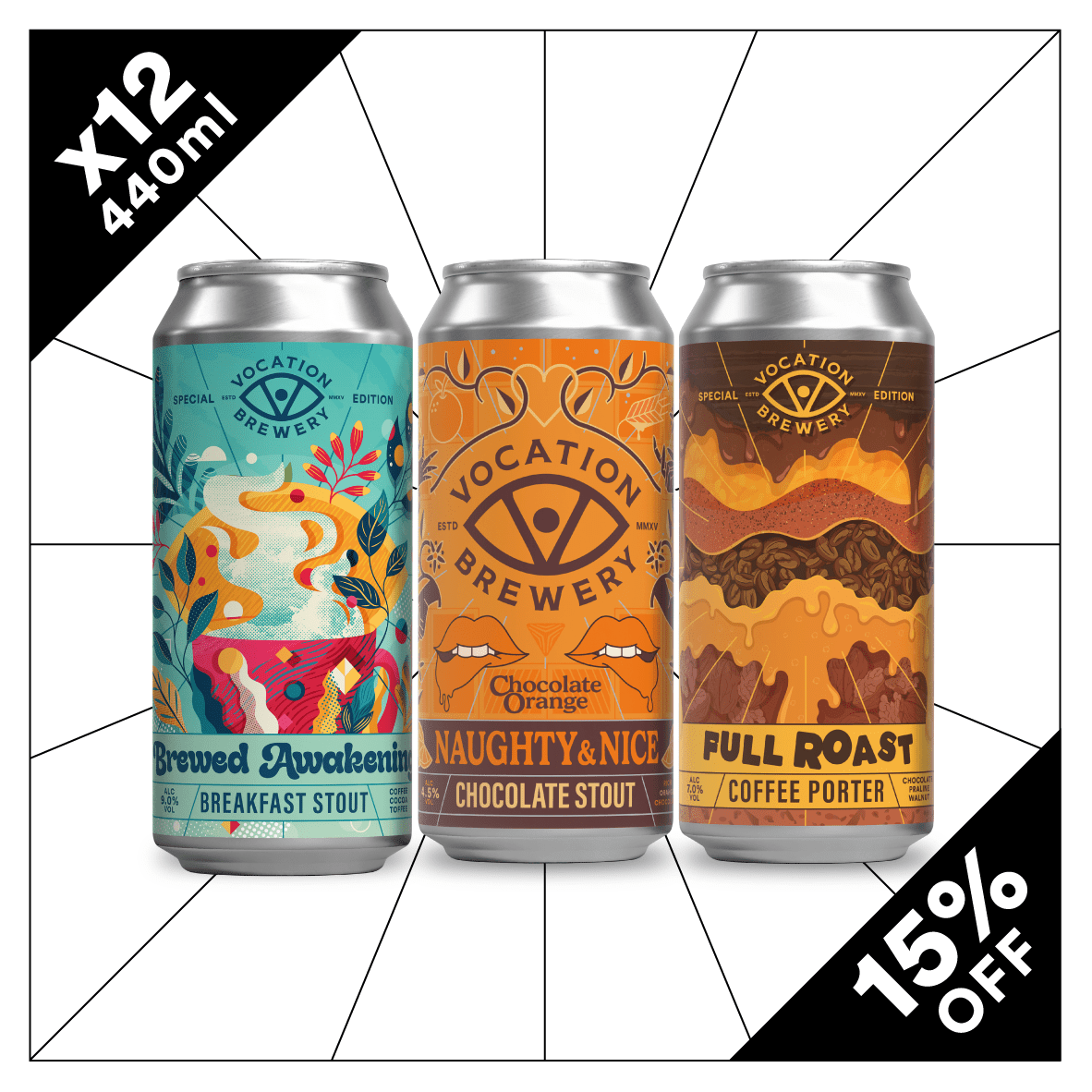 Dark Indulgence Stout Pack | Mixed Stout Pack | 12 x 440ml - Vocation Brewery