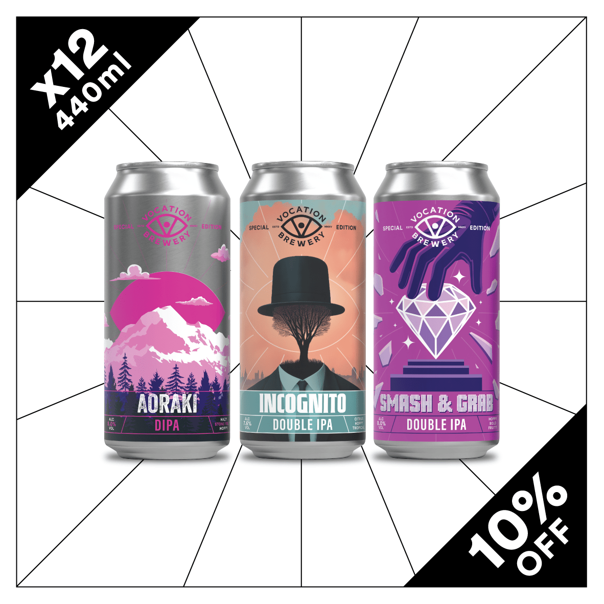 Double Trouble DIPA Case | Double IPA Mixed Pack | 12 x 440ml - Vocation Brewery