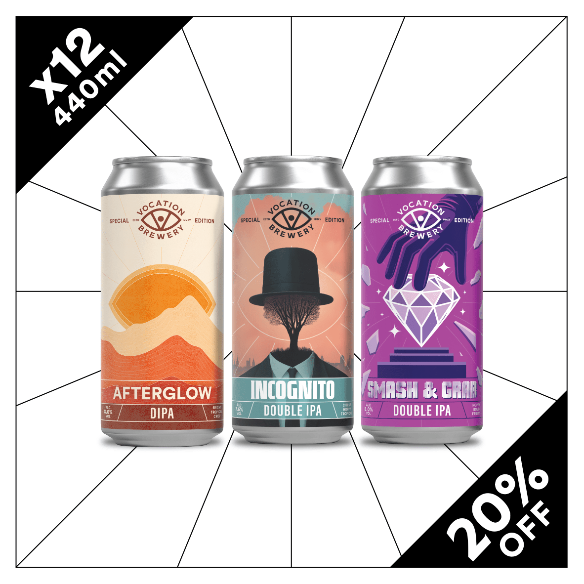 Double Trouble DIPA Case | Double IPA Mixed Pack | 12 x 440ml - Vocation Brewery