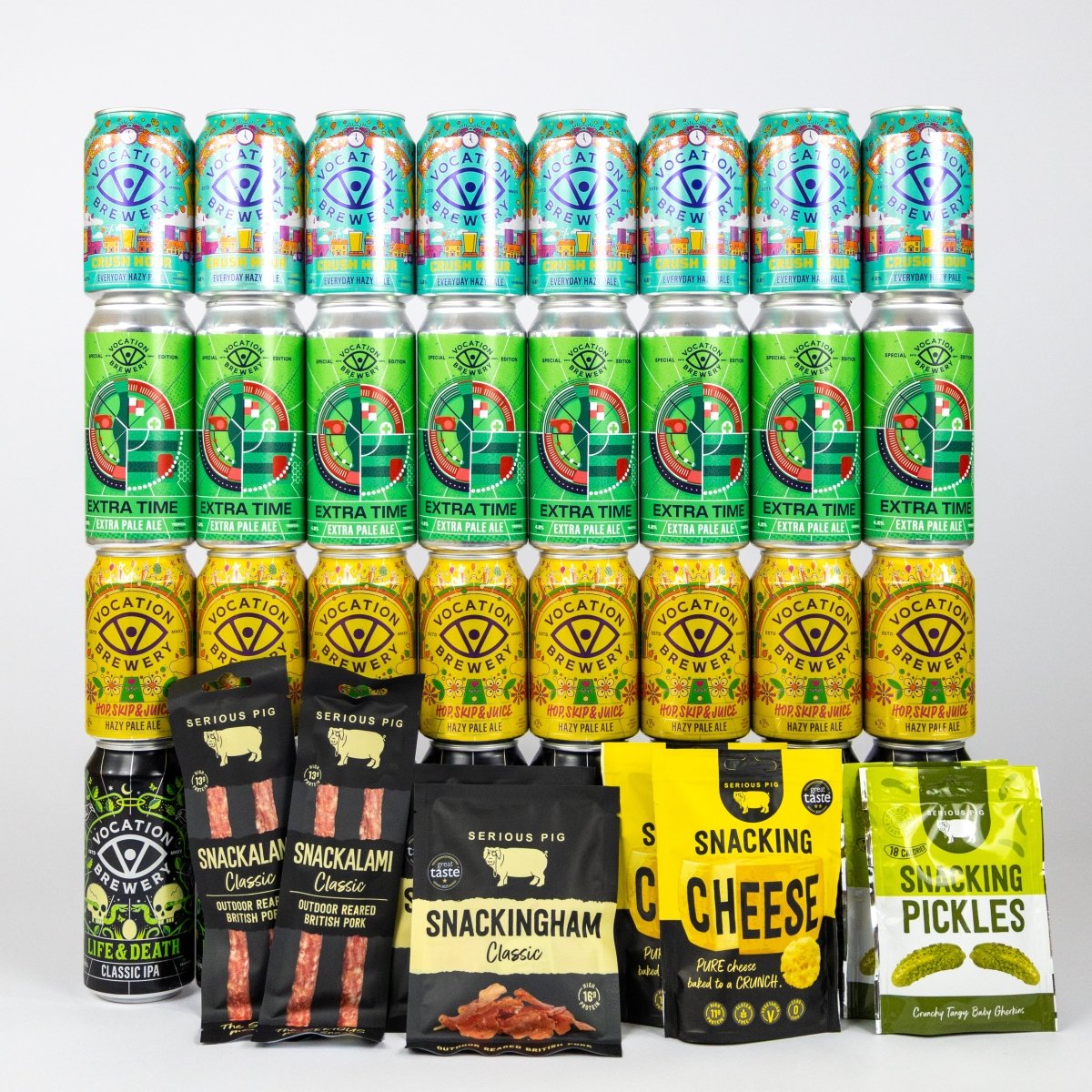 Game Day Mixed Pack | Vocation Brewery x Serious Pig Beer & Snacks Mixed Case | 32 x Cans + Snacks - Vocation Brewery