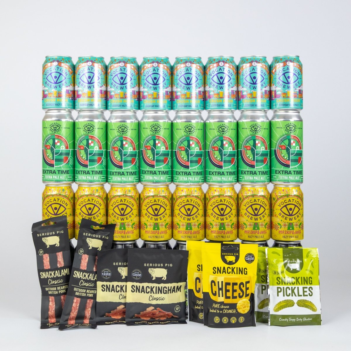 Game Day Mixed Pack | Vocation Brewery x Serious Pig Beer & Snacks Mixed Case | 32 x Cans + Snacks - Vocation Brewery
