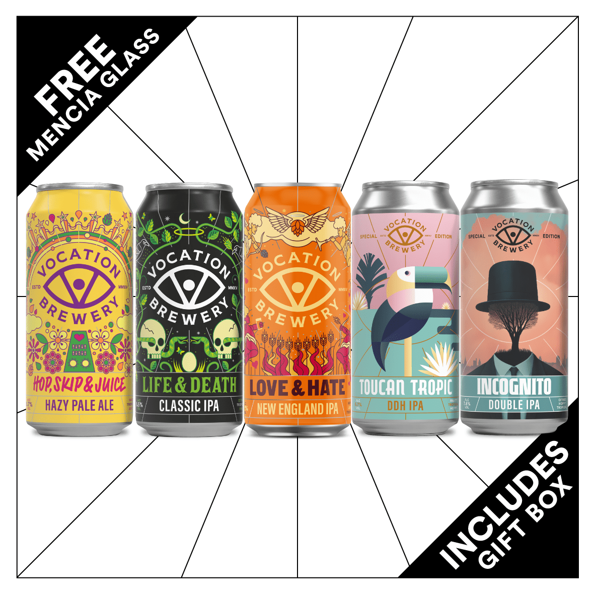 IPA Gift Set | Hazy & Hoppy Gift Set | 5 x 440ml & Glass - Vocation Brewery