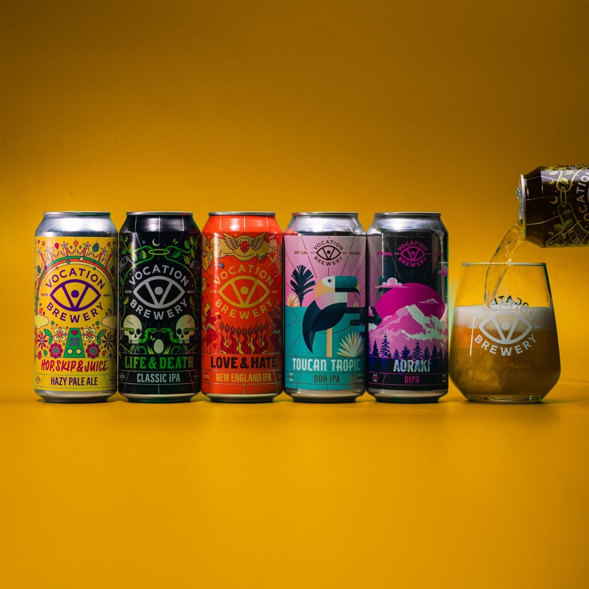 IPA Gift Set | Hazy & Hoppy Gift Set | 5 x 440ml & Glass - Vocation Brewery