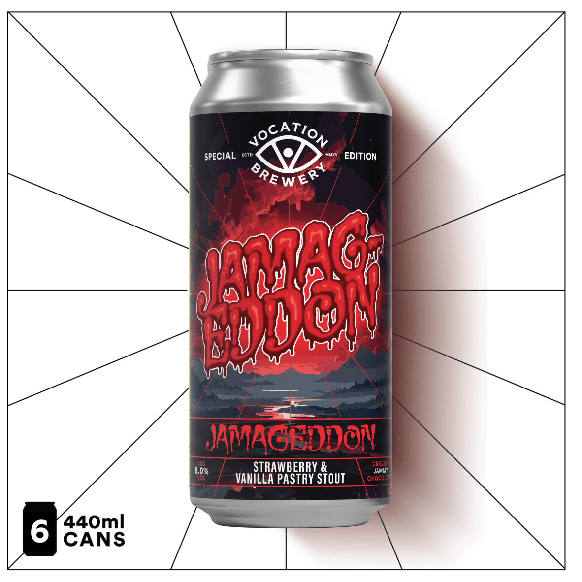 Jamageddon | 8.0% Strawberry and Vanilla Pastry Stout | 440ml - Vocation Brewery