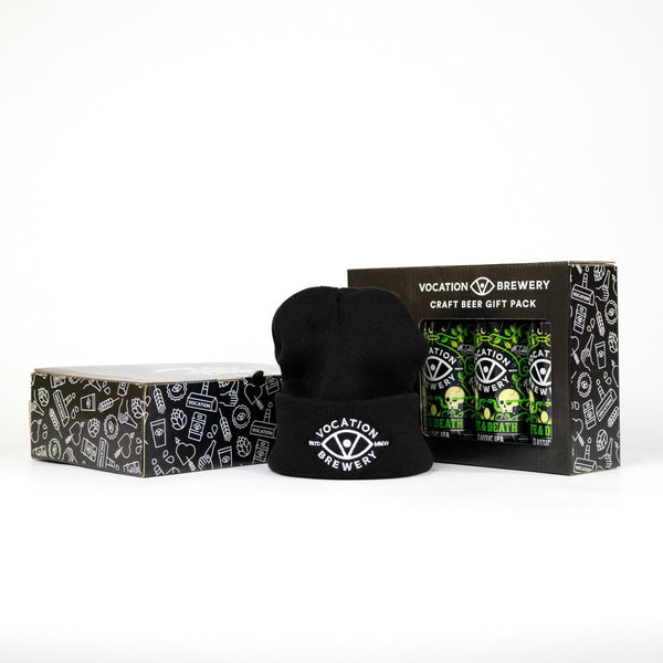 Life & Death Beer & Beanie Gift Set | Hoppy IPA Gift Pack | 3 x 440ml & Beanie - Vocation Brewery
