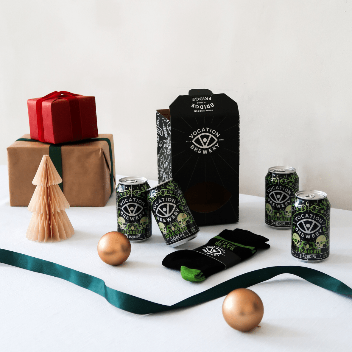 Life & Death Beer & Socks Gift Set | IPA Gift Pack | 4 x 330ml & Socks - Vocation Brewery