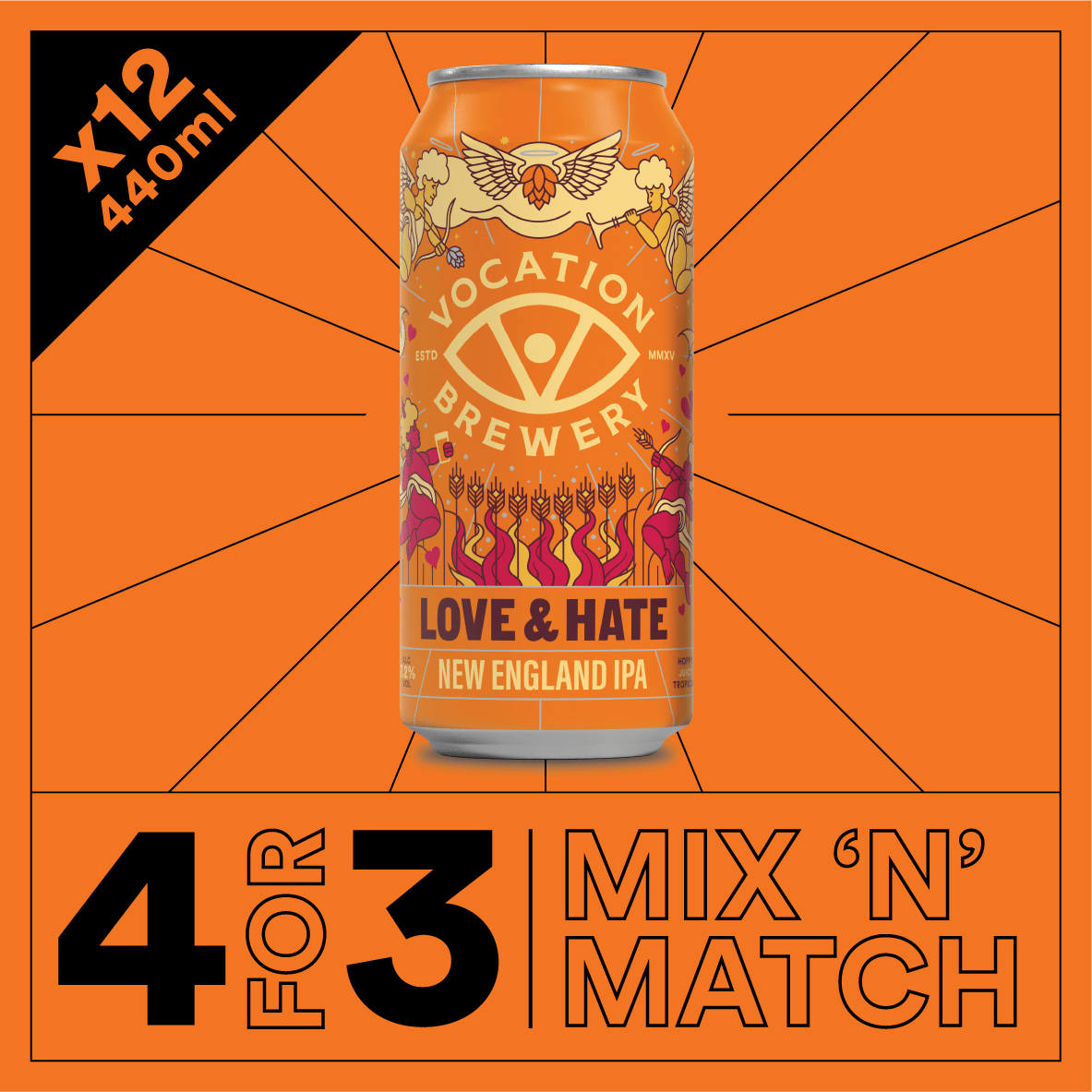 Love & Hate | 7.2% New England IPA 440ml - Vocation Brewery