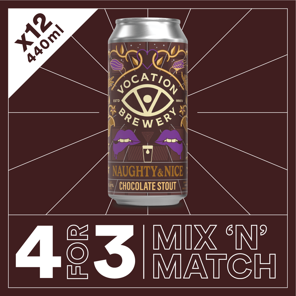 Naughty & Nice | 5.9% Chocolate Stout 440ml - Vocation Brewery