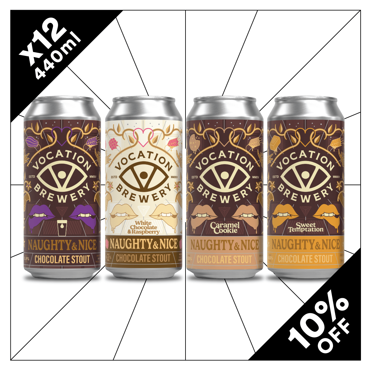 Naughty & Nice Chocolate Stout Case | Indulgent Stout Mixed Pack | 12 x 440ml - Vocation Brewery