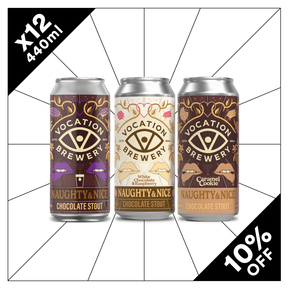 Naughty & Nice Chocolate Stout Case | Indulgent Stout Mixed Pack | 12 x 440ml - Vocation Brewery