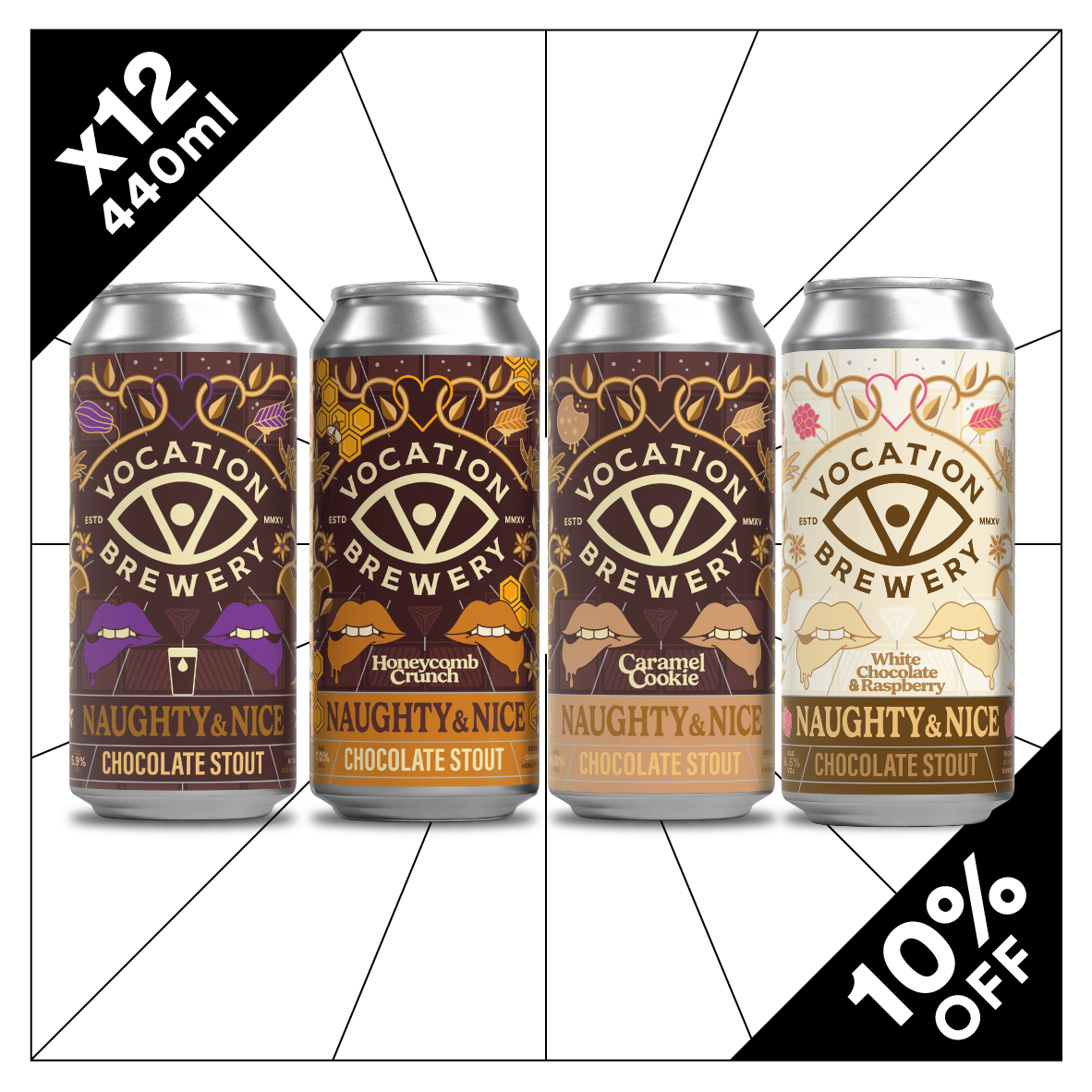 Naughty & Nice Chocolate Stout Case | Indulgent Stout Mixed Pack | 12 x 440ml - Vocation Brewery