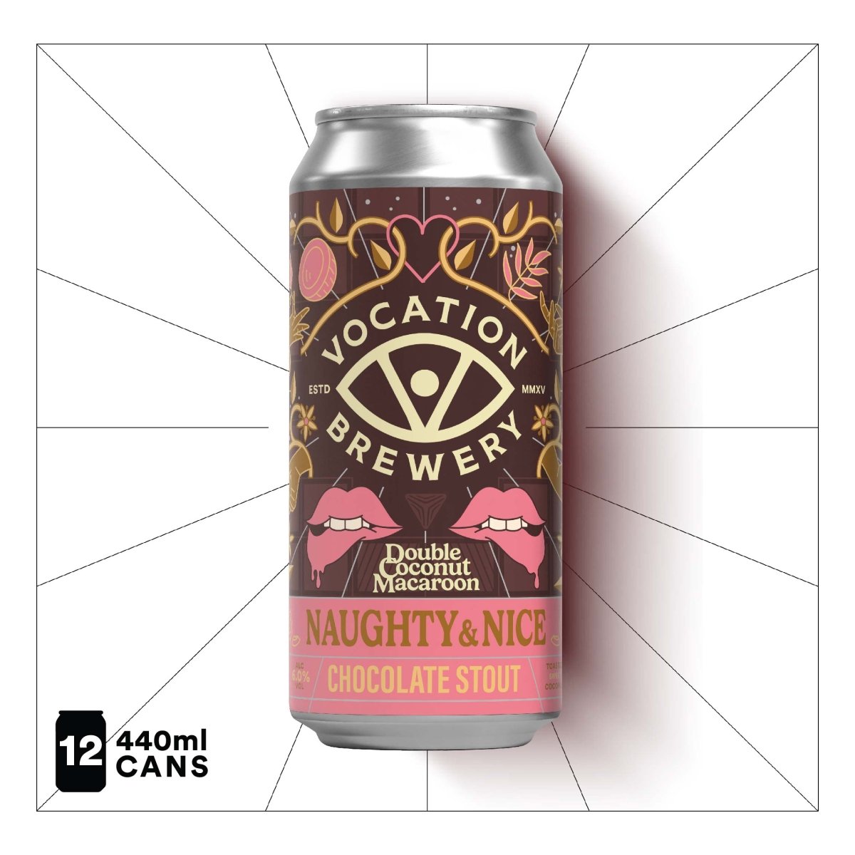 Naughty & Nice | Double Dipped Coconut Macaroon | Chocolate Stout 6.0% 440ml - Vocation Brewery