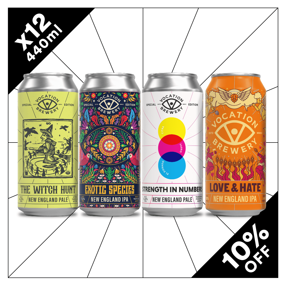 New England Showdown Pack | Tropical & Hazy Mixed Case | 12 x 440ml - Vocation Brewery