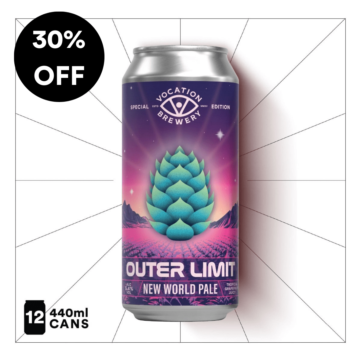 Outer Limit | 5.4% New World Pale | 440ml - Vocation Brewery