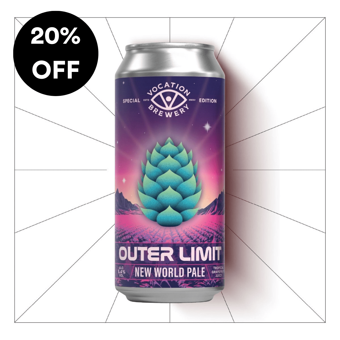Outer Limit | 5.4% New World Pale | 440ml - Vocation Brewery