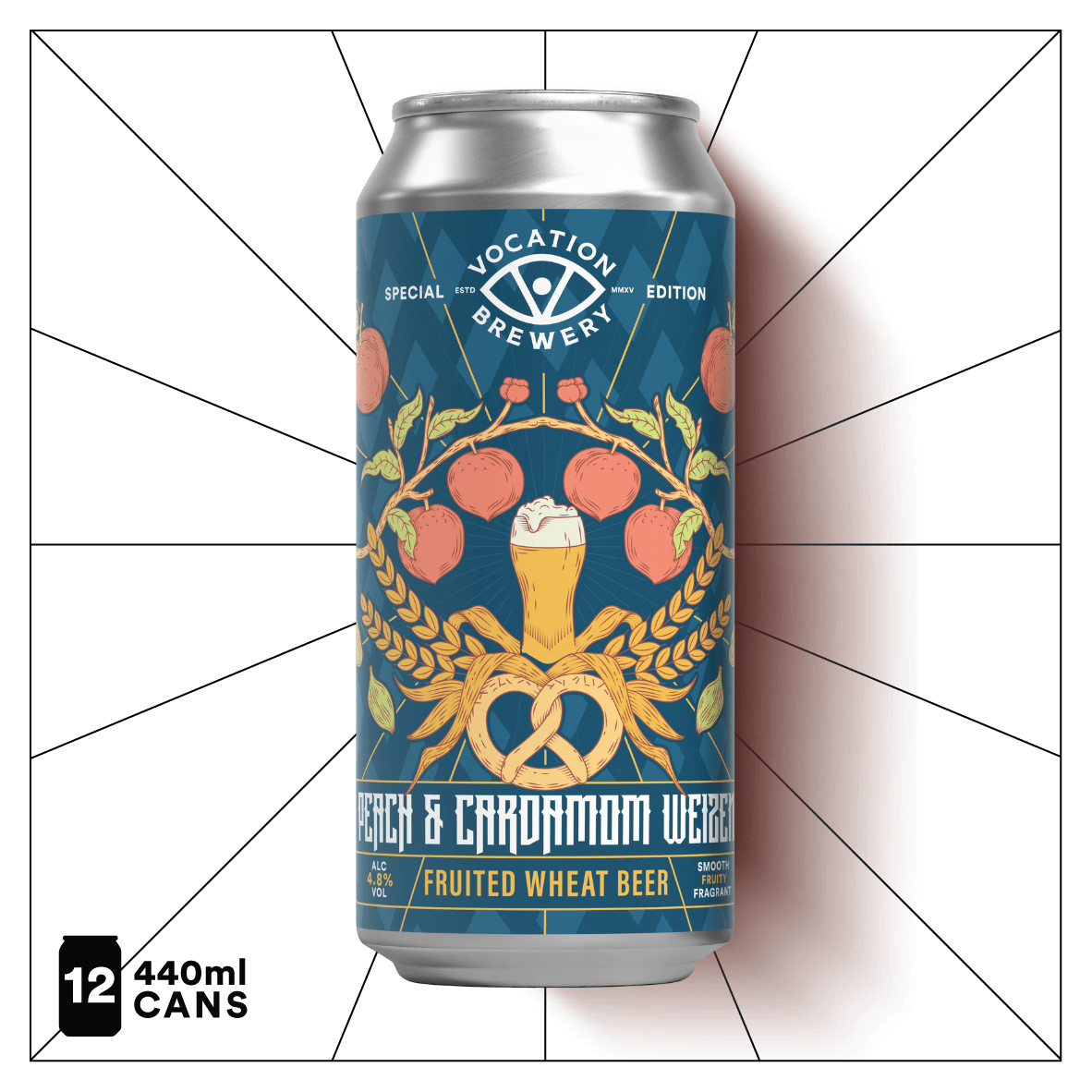 Peach & Cardamom Weizen | 4.8% Fruited Wheat Beer 440ml - Vocation Brewery