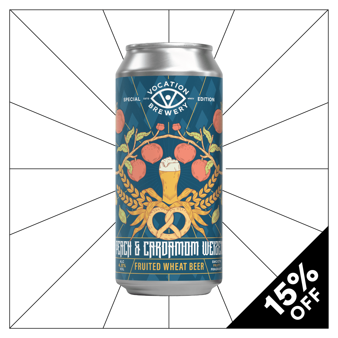 Peach & Cardamom Weizen | 4.8% Fruited Wheat Beer 440ml - Vocation Brewery