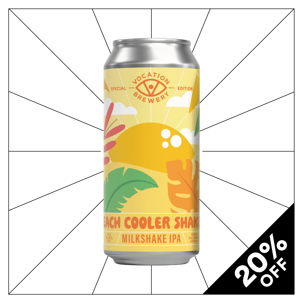 Peach Cooler Shaker | 6.8% Milkshake IPA | 440ml - Vocation Brewery