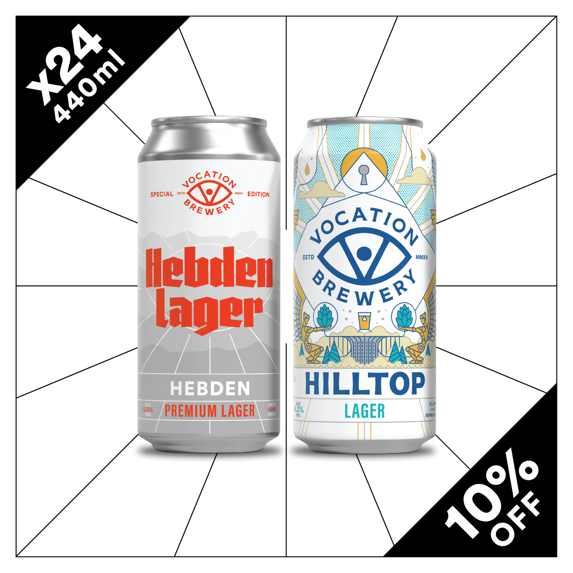 Peak & Valley Lager Case | Lager Beer Mixed Pack | 24 x 440ml - Vocation Brewery