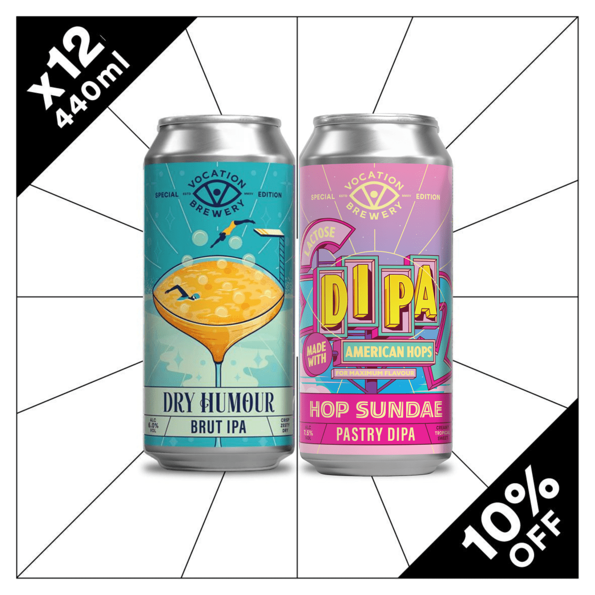 Sweet & Dry IPA Pack| Mixed IPA Pack | 12 x 440ml - Vocation Brewery