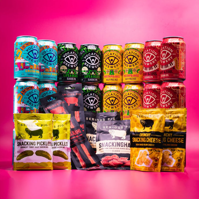 The Big Match Mixed Pack | Vocation Brewery x Serious Pig Beer & Snacks Mixed Case | 24 x 330ml + Snacks - Vocation Brewery