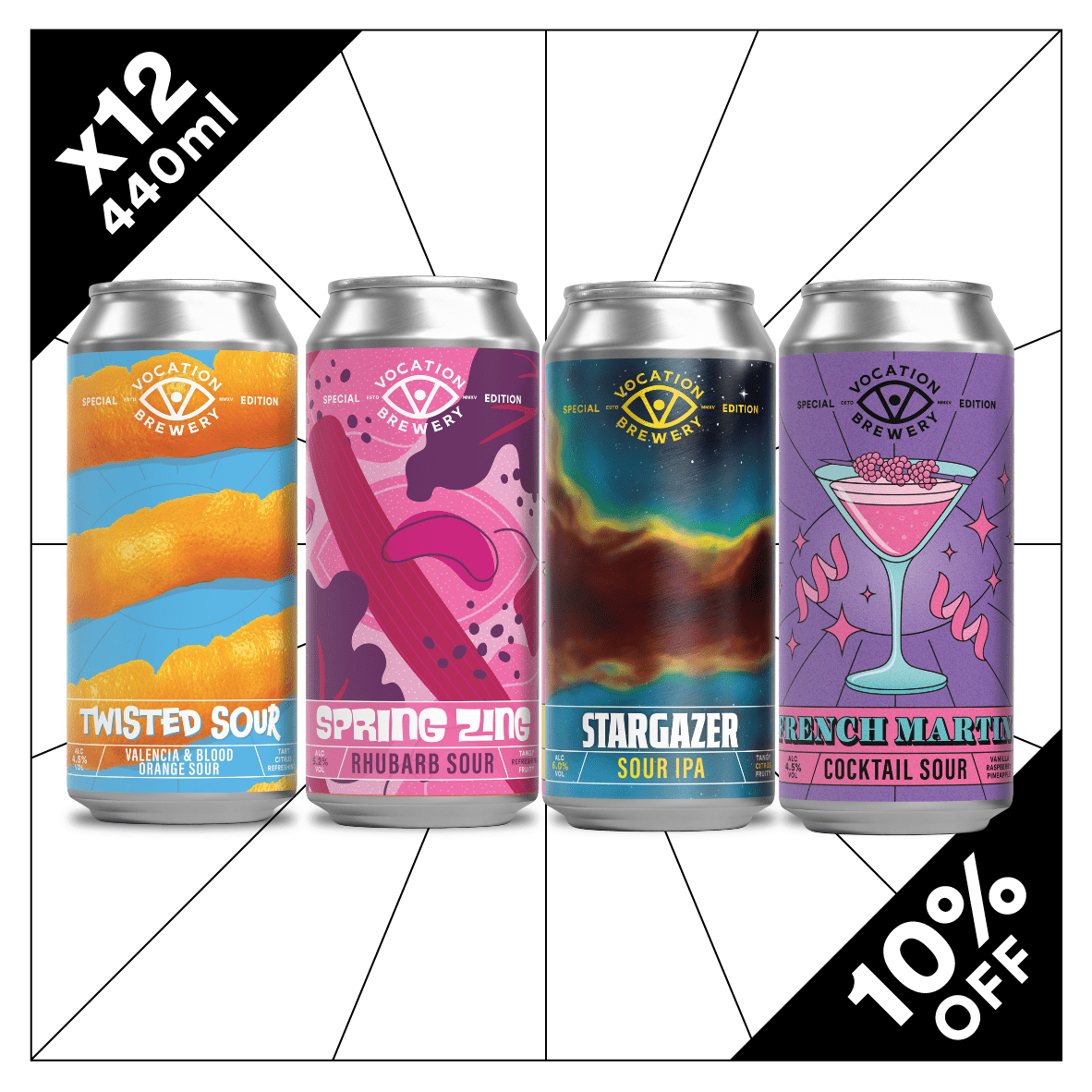 Twist & Zing Sours Case | Sour Beer Mixed Pack | 12 x 440ml - Vocation Brewery
