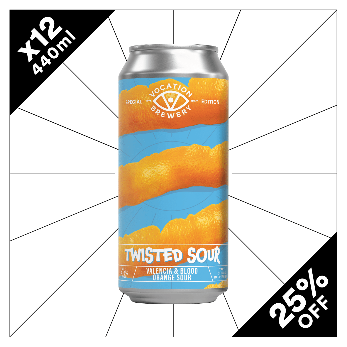 Twisted Sour | 4.5% Valencia & Blood Orange Sour | 440ml - Vocation Brewery