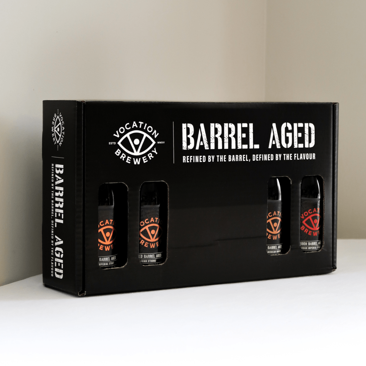 Vocation Barrel Aged Showcase Box | Barrel Aged Beer Gift Pack | 4 x 330ml Bottles & Glass - Vocation Brewery