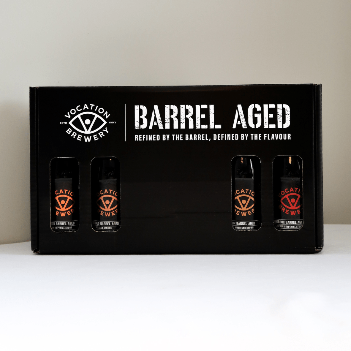 Vocation Barrel Aged Showcase Box | Barrel Aged Beer Gift Pack | 4 x 330ml Bottles & Glass - Vocation Brewery