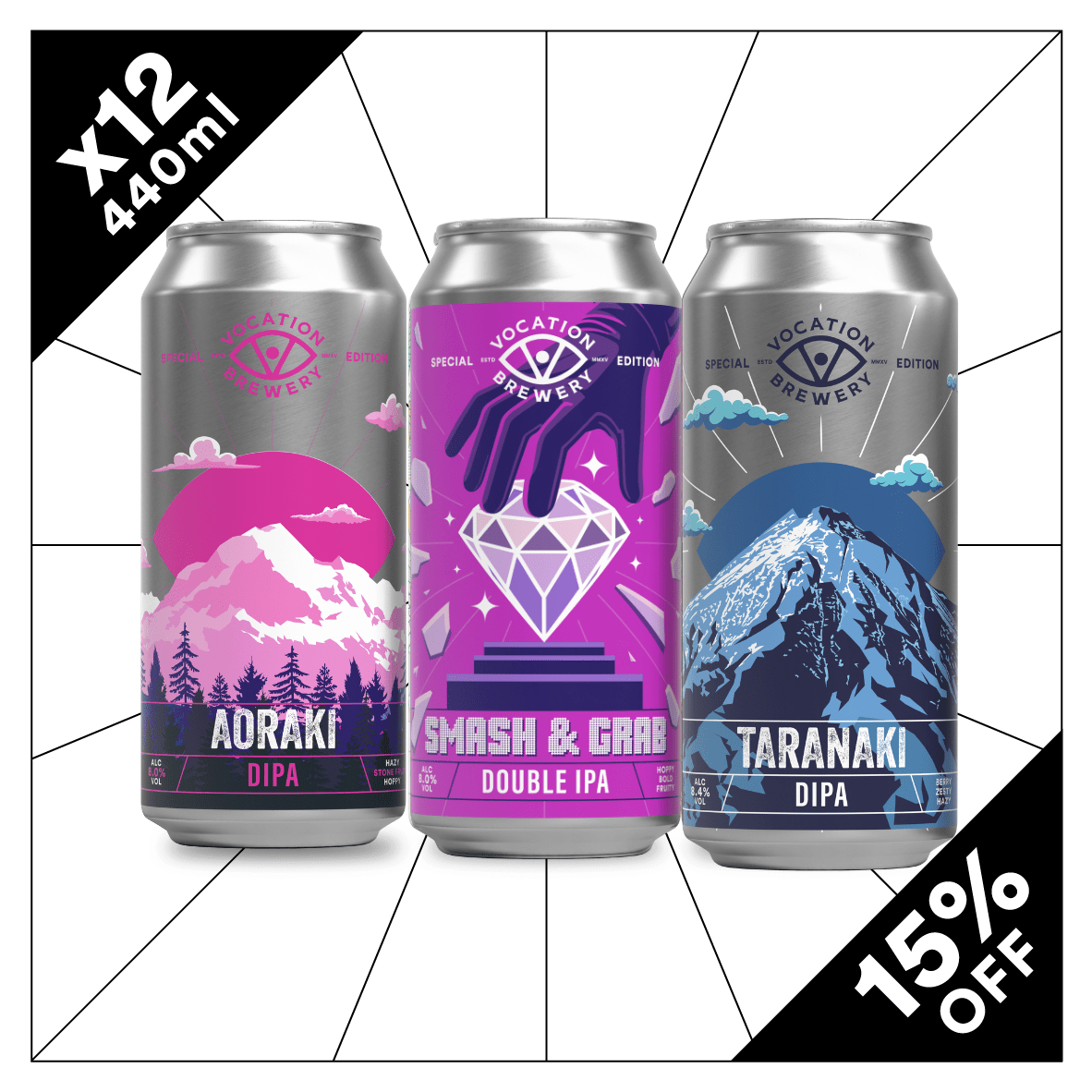 Vocation Big DIPA Mixed Case | Mixed DIPA Pack | 12 x 440ml - Vocation Brewery