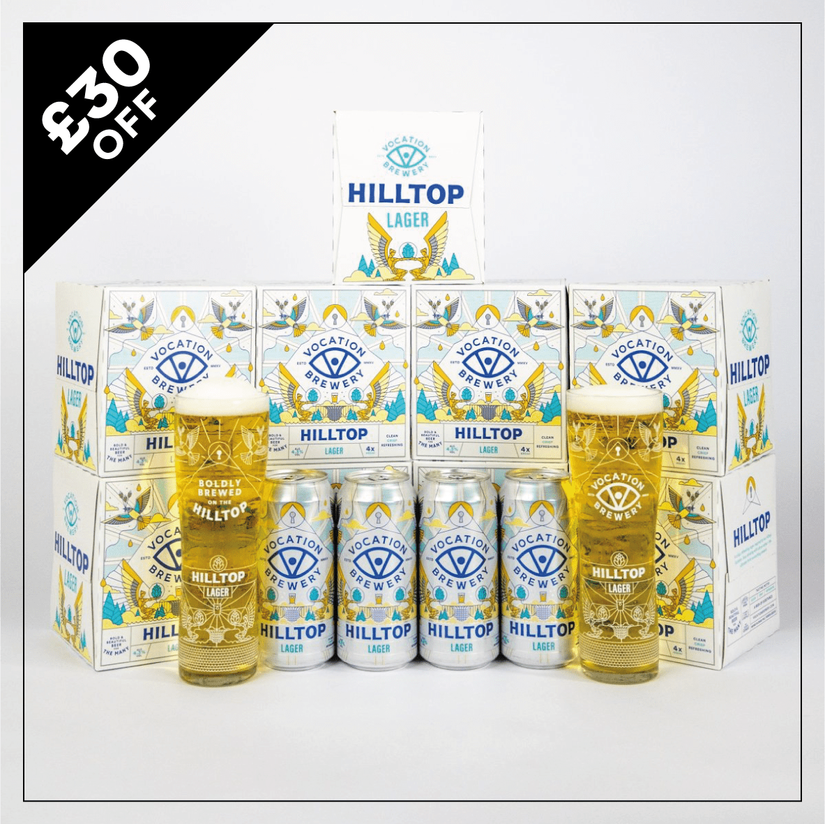 Vocation Big Value Lager Case | Lager Pack | 40 x 440ml & 2 Glasses - Vocation Brewery