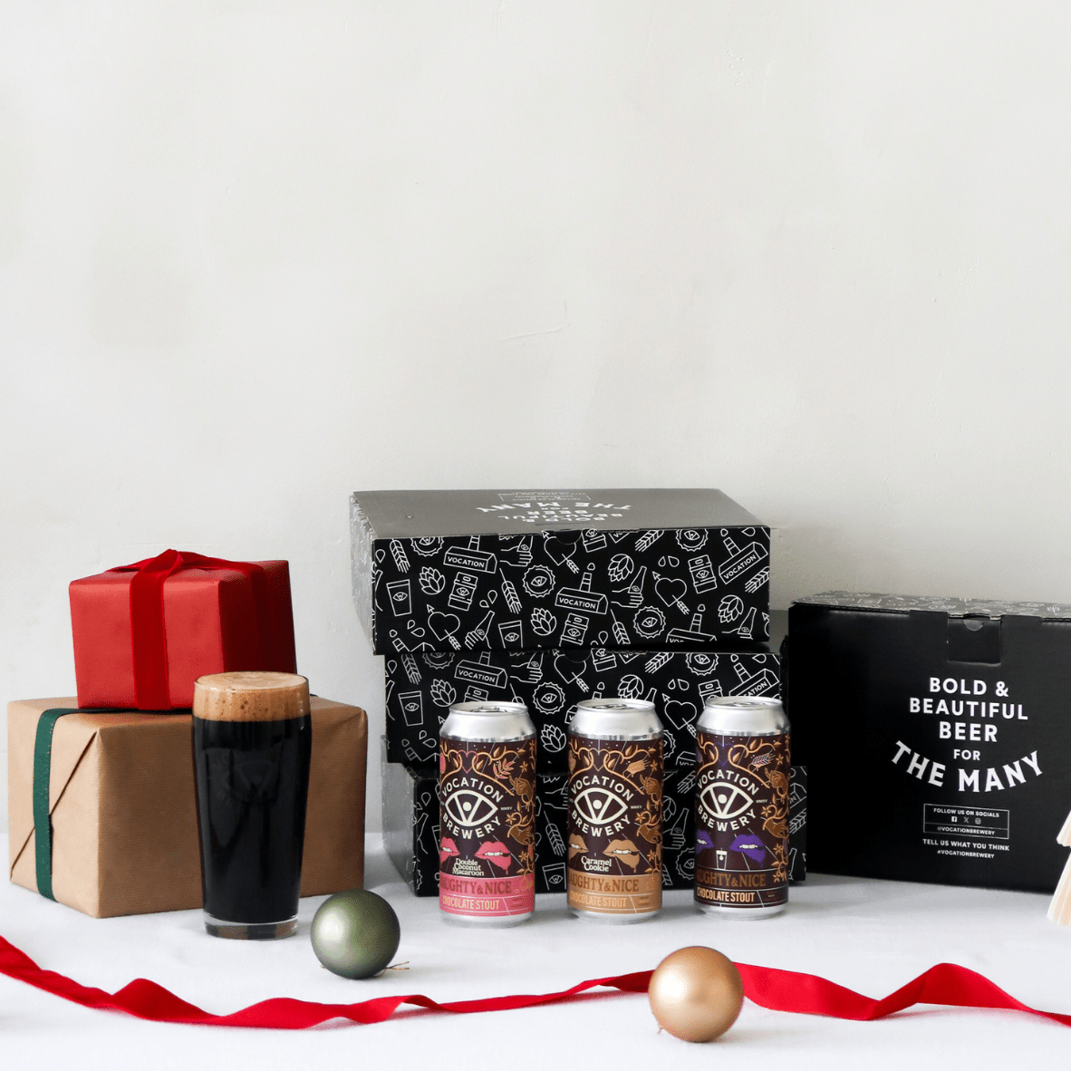 Vocation Naughty & Nice Gift Set | Chocolate Stout Gift Pack | 3 x 440ml Cans & Glass - Vocation Brewery