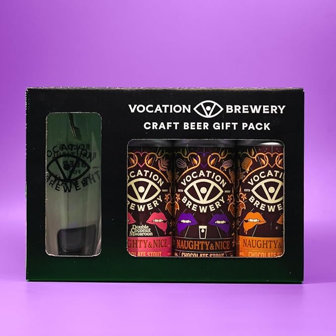 Vocation Naughty & Nice Gift Set | Chocolate Stout Gift Pack | 3 x 440ml Cans & Glass - Vocation Brewery