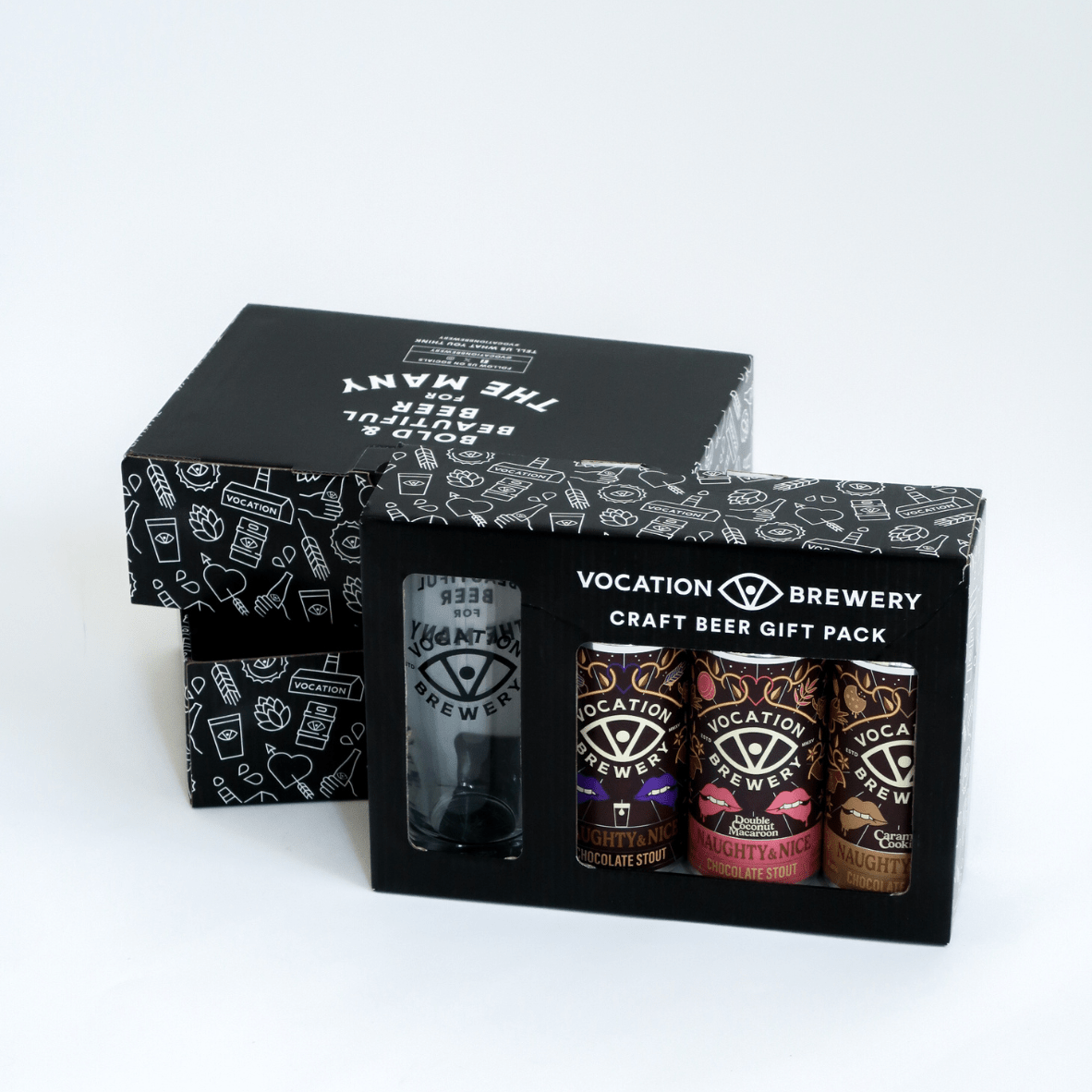 Vocation Naughty & Nice Gift Set | Chocolate Stout Gift Pack | 3 x 440ml Cans & Glass - Vocation Brewery