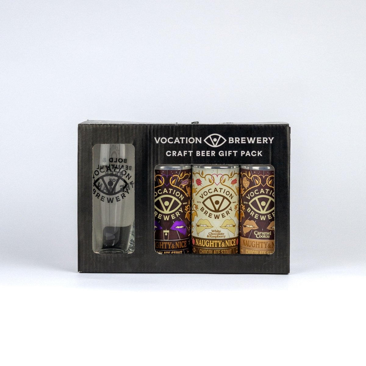 Vocation Naughty & Nice Gift Set | Chocolate Stout Gift Pack | 3 x 440ml Cans & Glass - Vocation Brewery