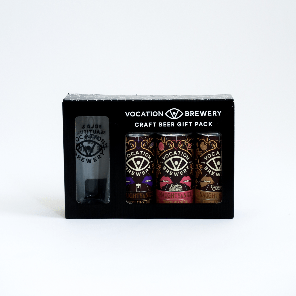 Vocation Naughty & Nice Gift Set | Chocolate Stout Gift Pack | 3 x 440ml Cans & Glass - Vocation Brewery