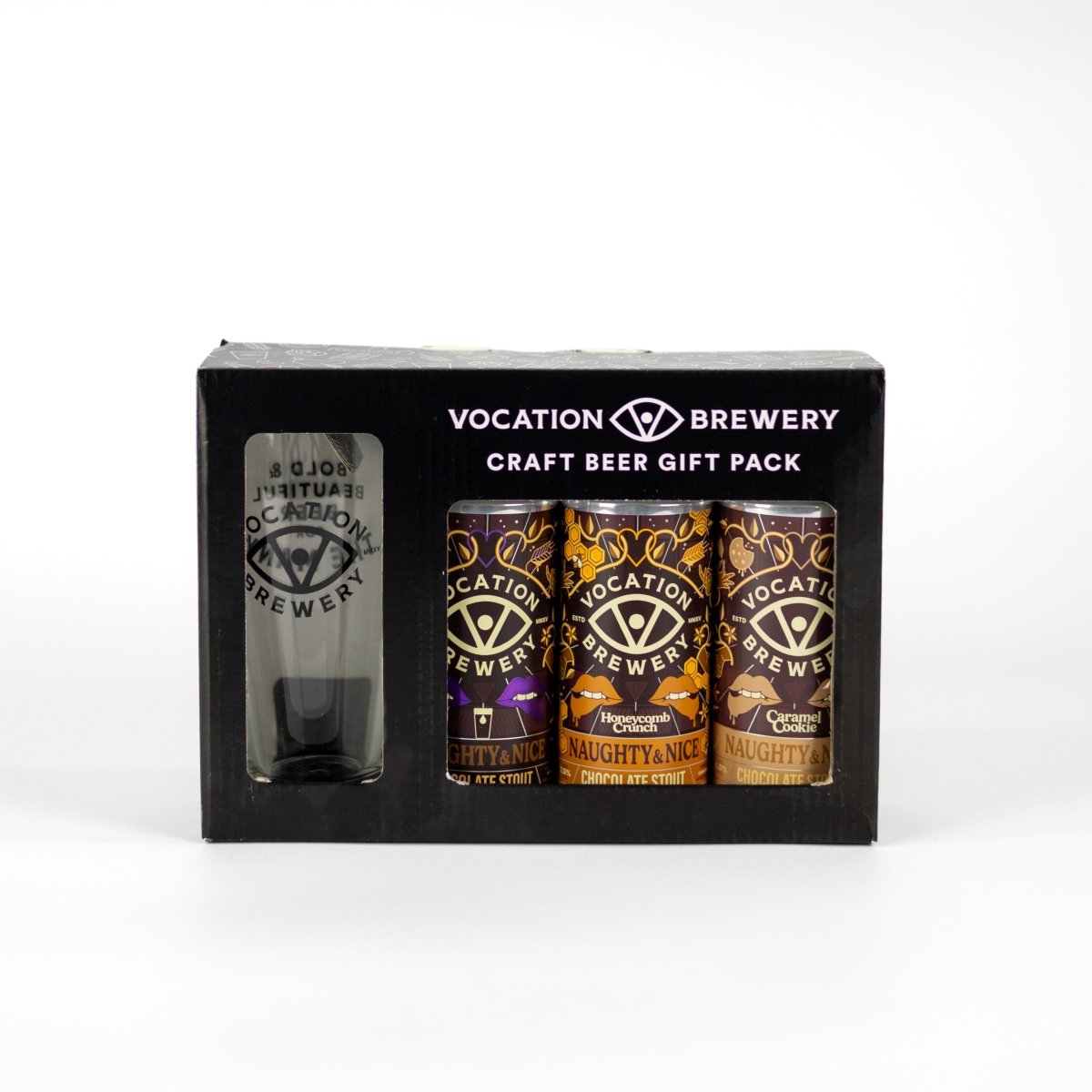 Vocation Naughty & Nice Gift Set | Chocolate Stout Gift Pack | 3 x 440ml Cans & Glass - Vocation Brewery