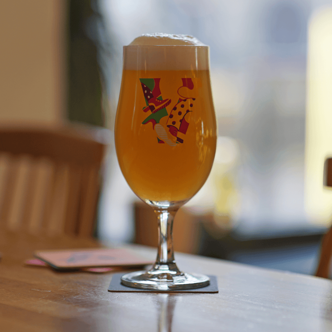 Hop, Skip & Juice 'Jump for Juice' Stemmed Pint Glass - Vocation Brewery