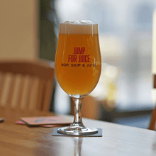 Load image into Gallery viewer, Hop, Skip &amp; Juice &#39;Jump for Juice&#39; Stemmed Pint Glass - Vocation Brewery
