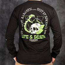 Load image into Gallery viewer, Life &amp; Death Long Sleeve T-shirt - Vocation Brewery
